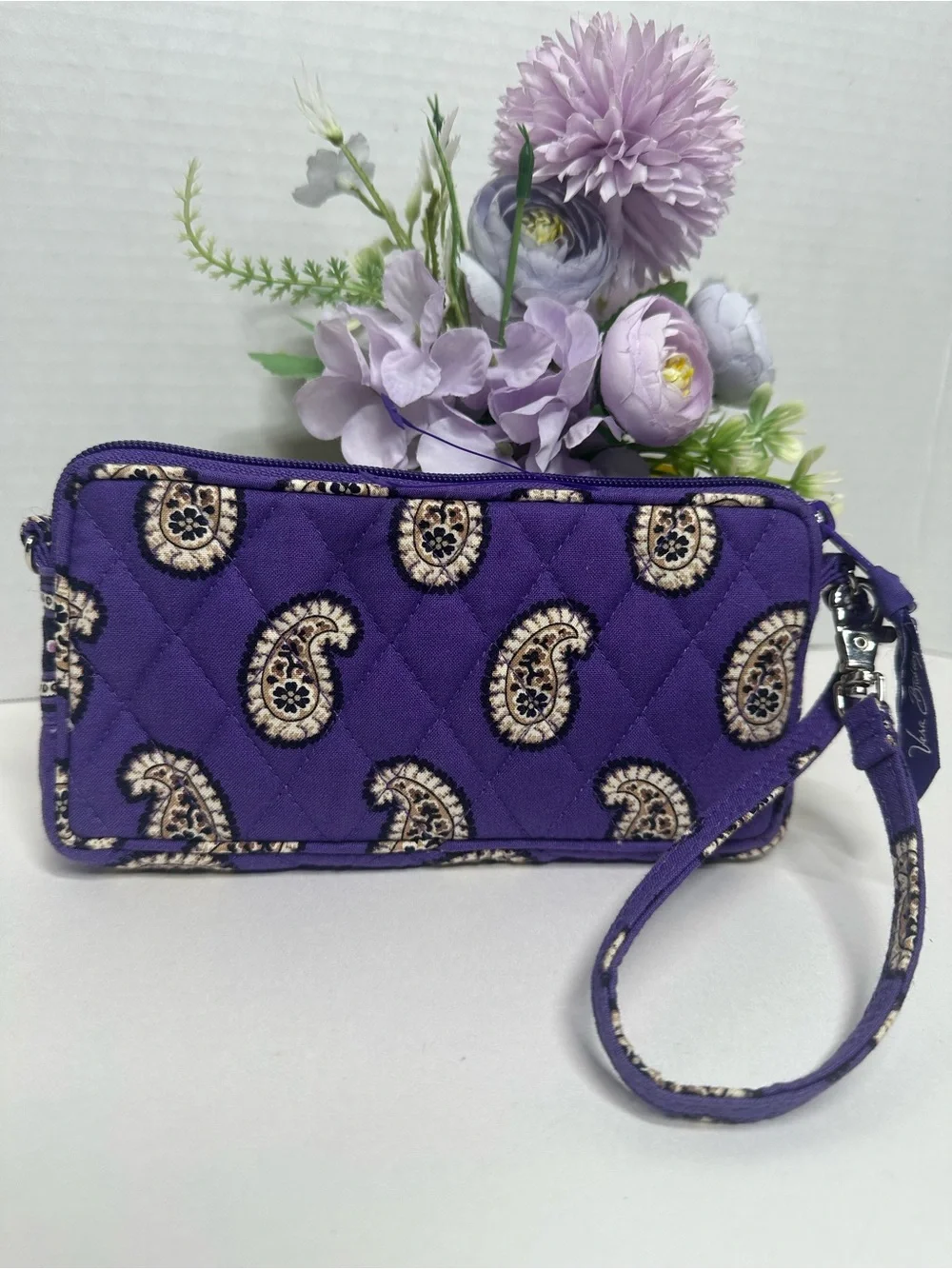 Vera Bradley Purple Quilted Paisley Wristlet Clutch